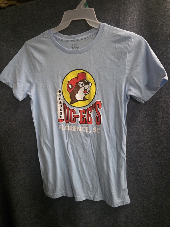 BUC-EE'S Tops - Buc-ee's Florence SC Light Blue Graphic Tee - Women's Short Sleeve